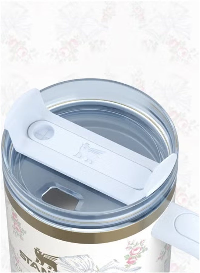 Stanley Love Shack Fancy H2.0 Flow State 40oz Rosa Beaux Blue Tumbler, Stainless Steel Vacuum Insulated Quencher with Lid ,Straw and Stopper in Elegant Gift-Ready Packaging, Keeps Drinks Cold for Hours - Image 3